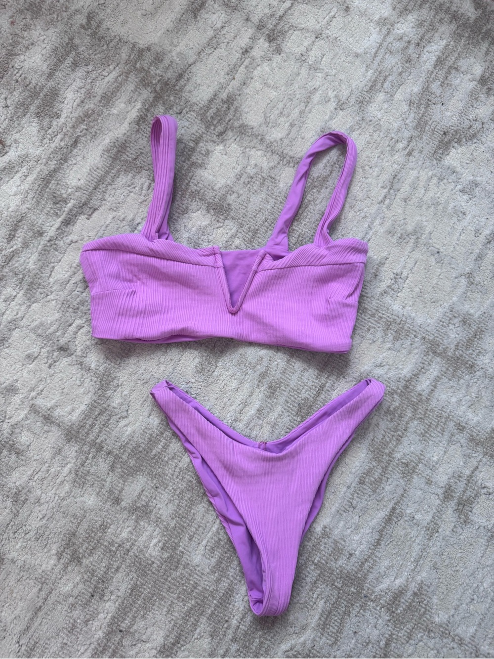 L space Ribbed High-Cut Bikini Bottom - Pink